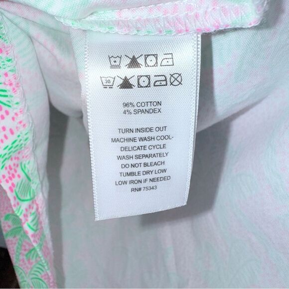 C&C California Pink Green Palm Tree Print Sleeveless Shift Dress V-Neck - Picture 10 of 10